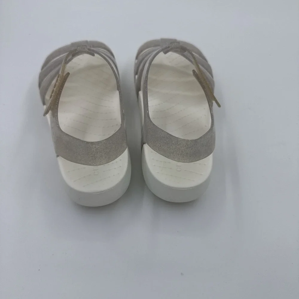 Crocs Isabella Glitter Jelly Sandals Silver Shimmer Toddler Girls Size C13